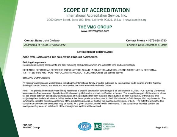 Scope of Accreditation